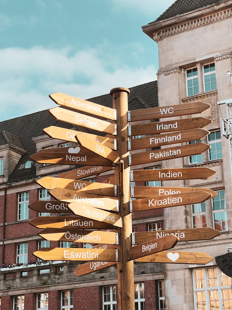 wooden directional signs
