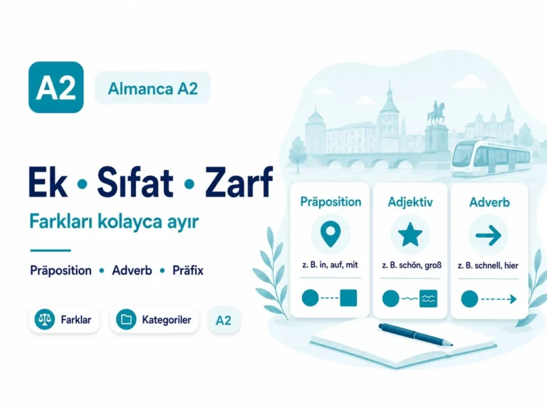 Almanca Ek, Sıfat, Zarf farkları — Präposition, Adverb, Präfix (A2)