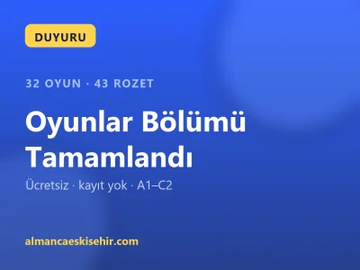 Almanca Oyunları Bölümü Tamamlandı: 32 Ücretsiz Oyun, 43 Rozet
