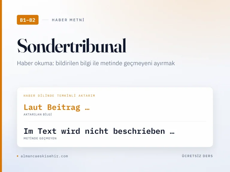 B1-B2 Almanca haber okuma kapak görseli: Laut Beitrag ile aktarılan bilgi, Im Text wird nicht beschrieben ile metinde geçmeyen