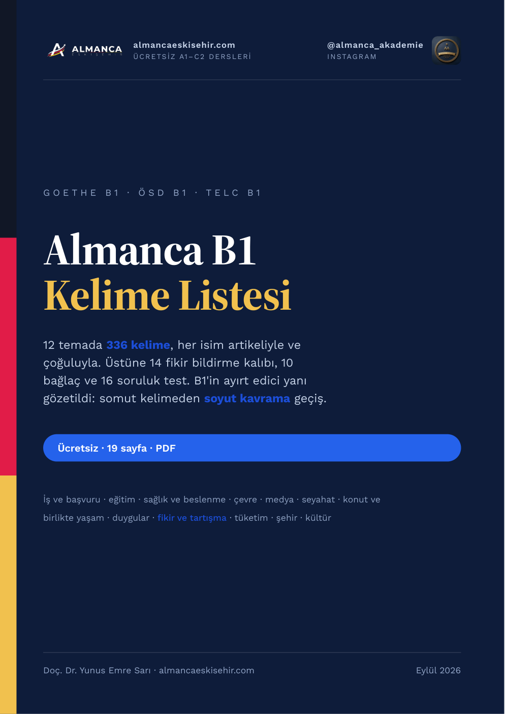 Almanca B1 Kelime Listesi (PDF) kapağı