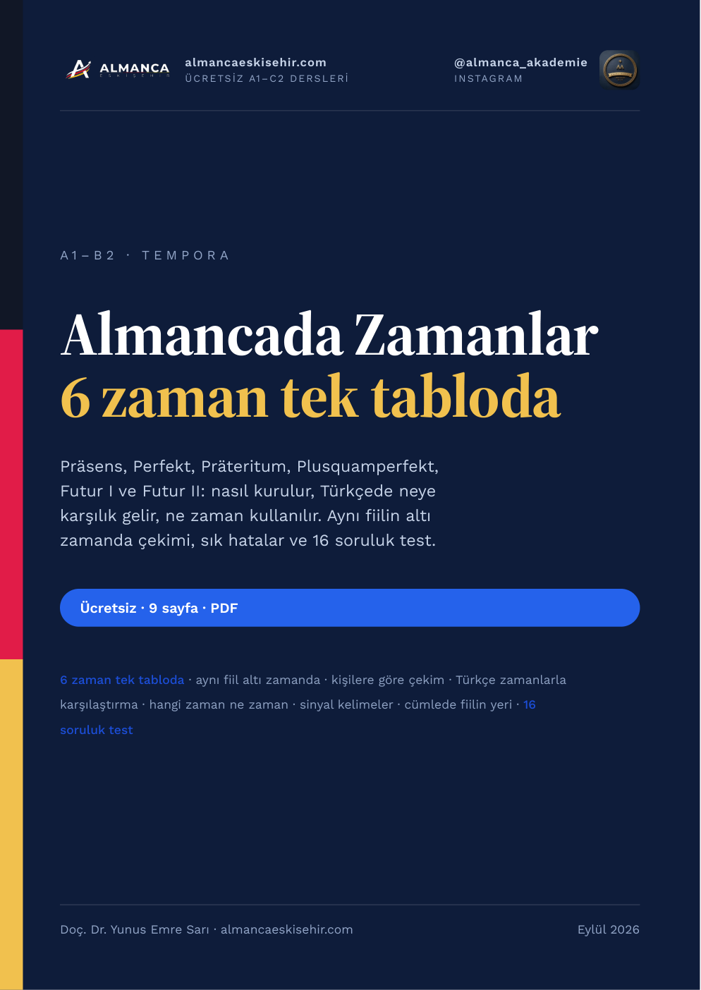 Almanca Zamanlar Tablosu (PDF) kapağı