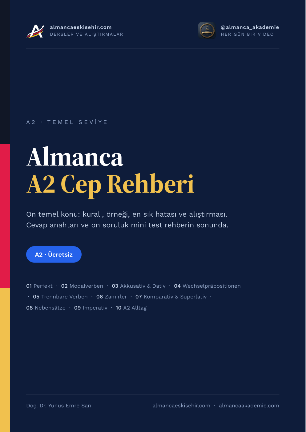 Almanca A2 Cep Rehberi — Ücretsiz PDF kapağı
