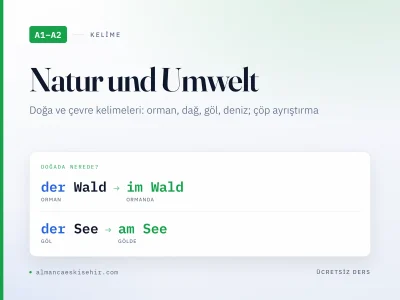 Almanca Doğa ve Çevre Kelimeleri — Natur und Umwelt: Resimli, Artikelleriyle (A1–A2)