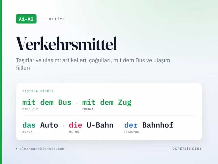 A1–A2 Almanca taşıtlar kapak görseli: mit dem Bus, mit dem Zug, das Auto, die U-Bahn, der Bahnhof