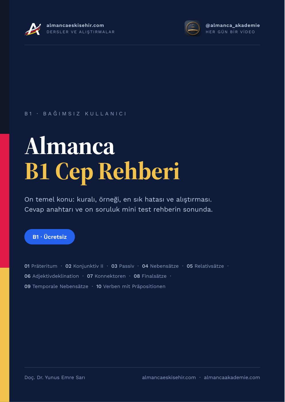 Almanca B1 Cep Rehberi — Ücretsiz PDF kapağı