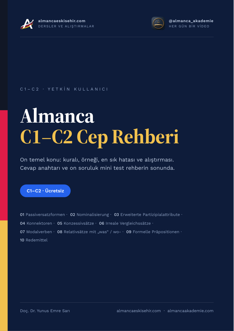 Almanca C1–C2 Cep Rehberi PDF kapağı