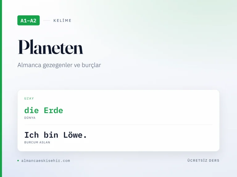 Almanca gezegenler ve burçlar kapak görseli: die Erde · Ich bin Löwe.