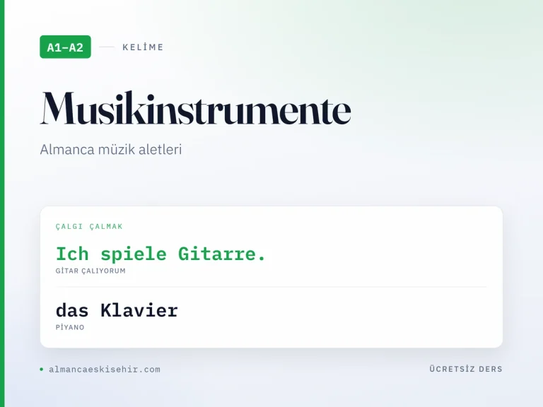 Almanca müzik aletleri kapak görseli: Ich spiele Gitarre. · das Klavier