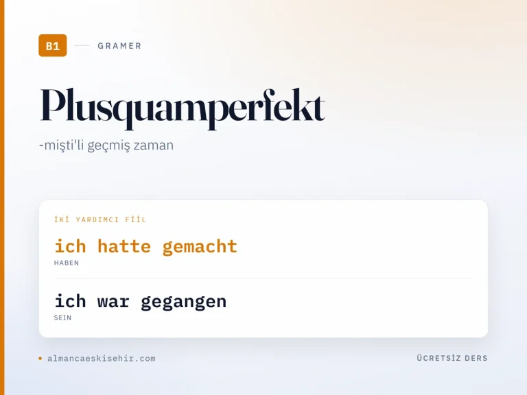 Almanca Plusquamperfekt kapak görseli: ich hatte gemacht · ich war gegangen