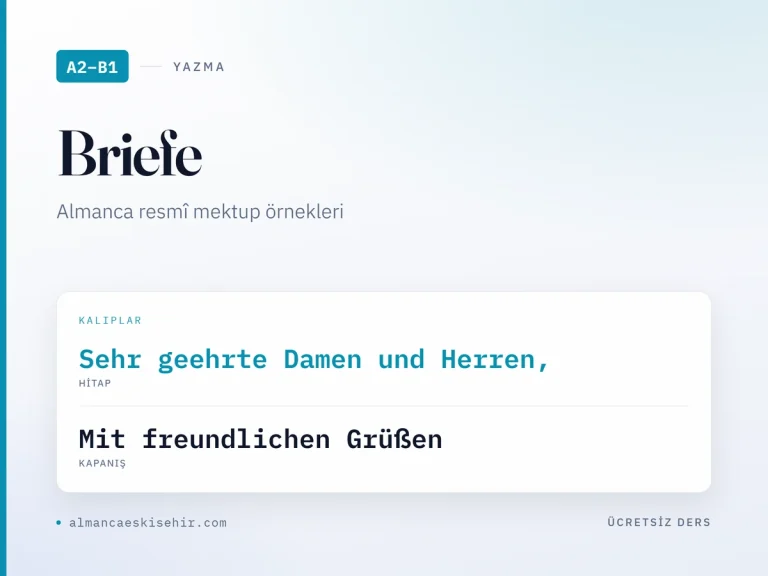 Almanca resmî mektup örnekleri kapak görseli: Sehr geehrte Damen und Herren, · Mit freundlichen Grüßen