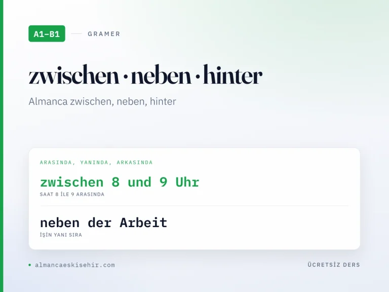 Almanca zwischen, neben, hinter kapak görseli: zwischen 8 und 9 Uhr · neben der Arbeit