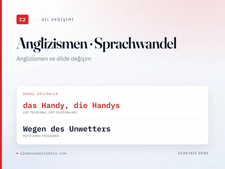 Anglizismen ve Dilde Değişim (C2) kapak görseli: das Handy, die Handys · Wegen des Unwetters
