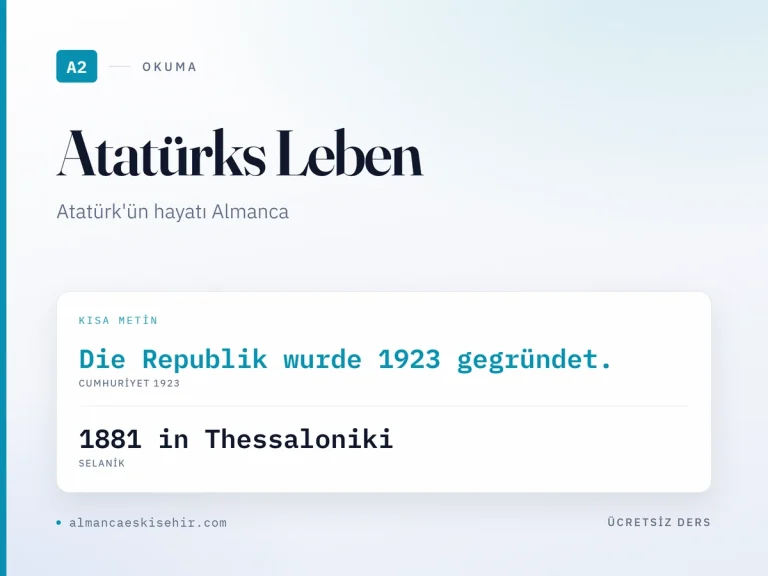 Atatürk'ün hayatı Almanca kapak görseli: Die Republik wurde 1923 gegründet. · 1881 in Thessaloniki