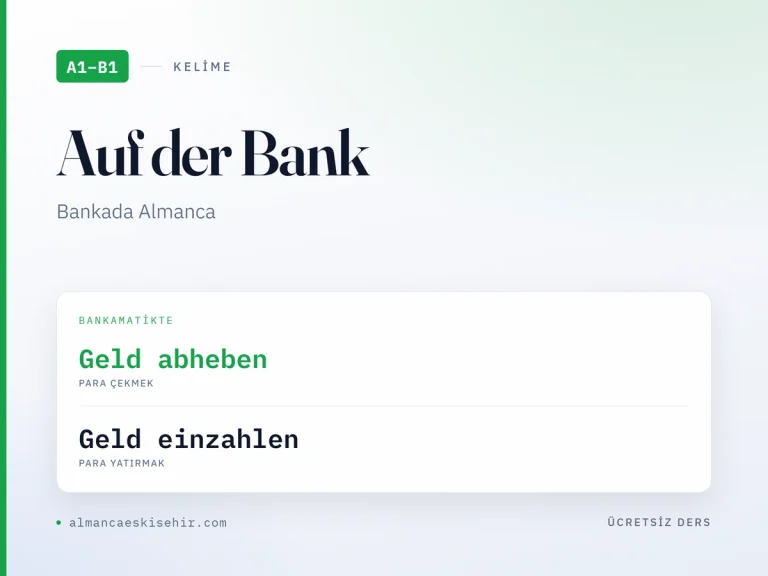Bankada Almanca kapak görseli: Geld abheben · Geld einzahlen
