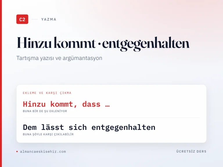 Erörterung ve Argümantasyon (C2) kapak görseli: Hinzu kommt, dass … · Dem lässt sich entgegenhalten