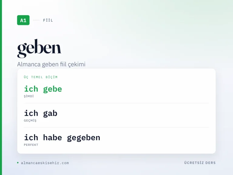 Almanca geben fiil çekimi kapak görseli: ich gebe · ich gab · ich habe gegeben