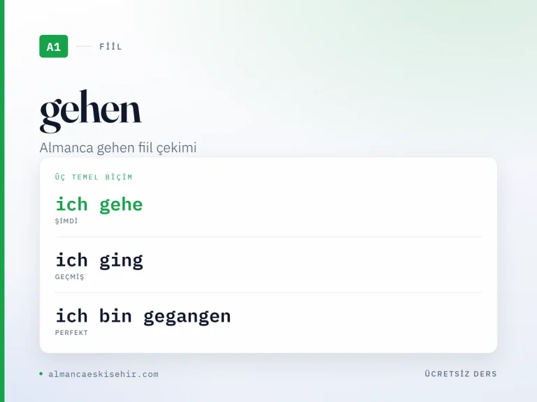 Almanca gehen fiil çekimi kapak görseli: ich gehe · ich ging · ich bin gegangen
