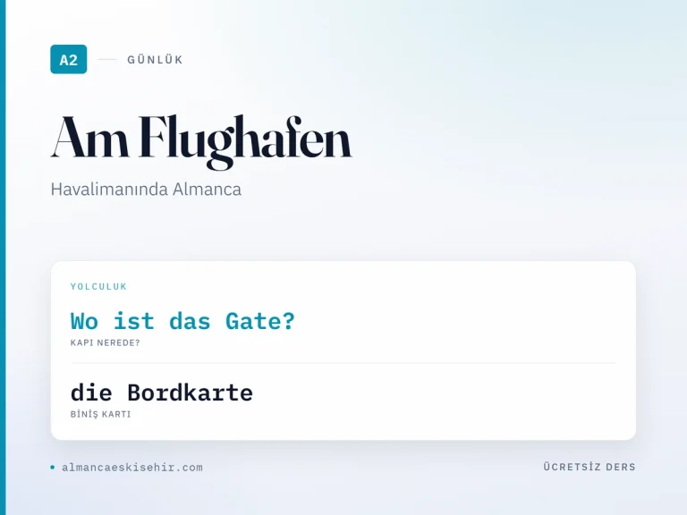 Havalimanında Almanca kapak görseli: Wo ist das Gate? · die Bordkarte