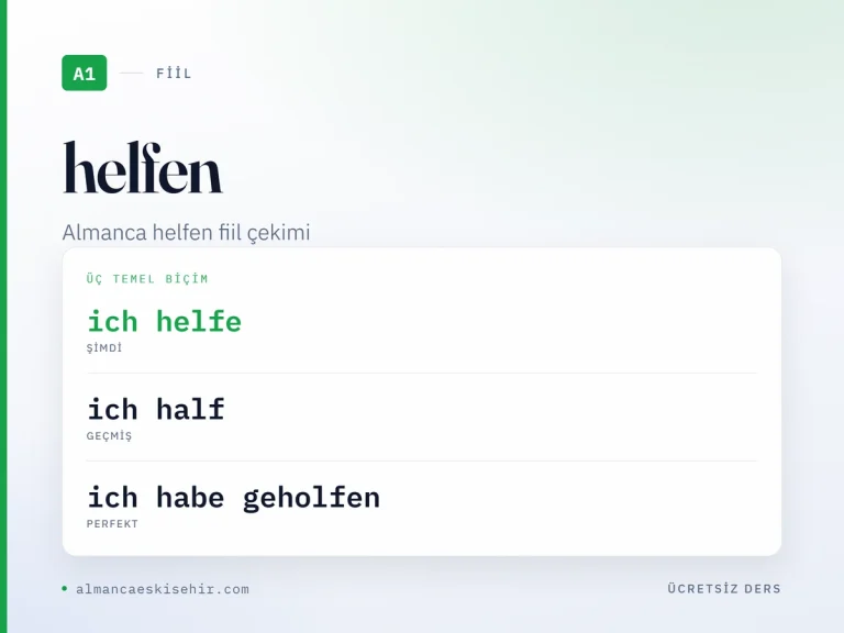 Almanca helfen fiil çekimi kapak görseli: ich helfe · ich half · ich habe geholfen