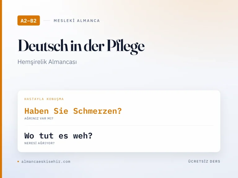 Hemşirelik Almancası kapak görseli: Haben Sie Schmerzen? · Wo tut es weh?