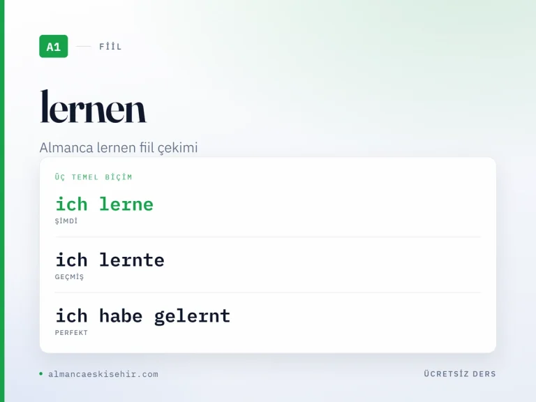 Almanca lernen fiil çekimi kapak görseli: ich lerne · ich lernte · ich habe gelernt