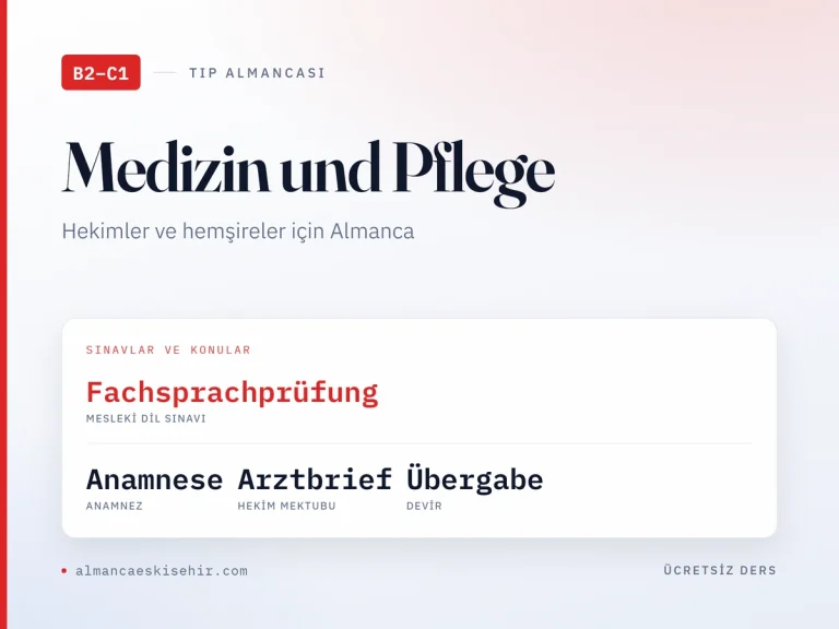 Tıp Almancası kapak görseli: Fachsprachprüfung · Anamnese · Arztbrief · Übergabe